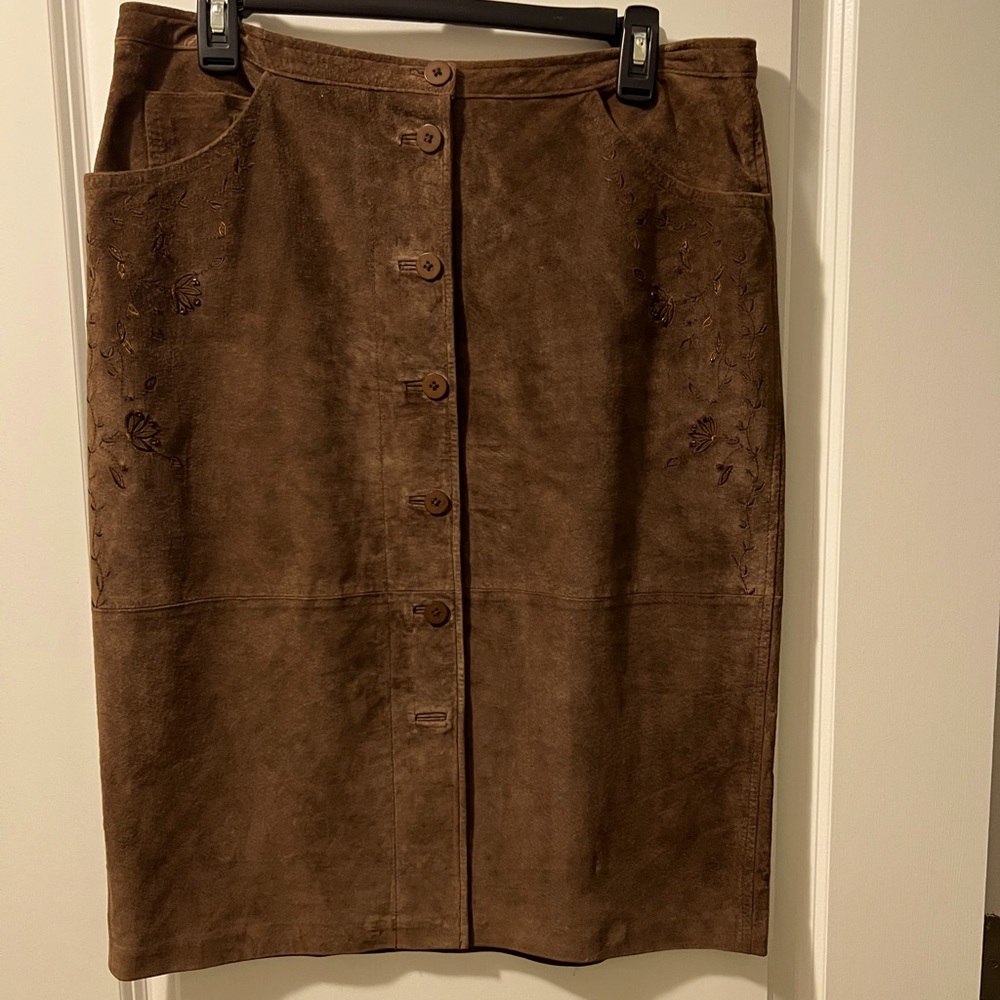 Logic Brown 100% Genuine Suede Skirt